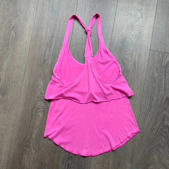 Aritzia Wilfred Tank Top Pink Cotton Knotted tie Racerback tiered ruffle Size XS - Picture 6 of 16